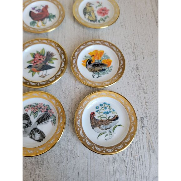 Franklin Porcelain official state bird flowers mini plate set home decor - Picture 6 of 8